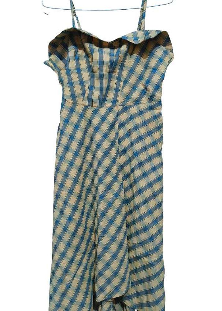 yellow  plaid midi dress