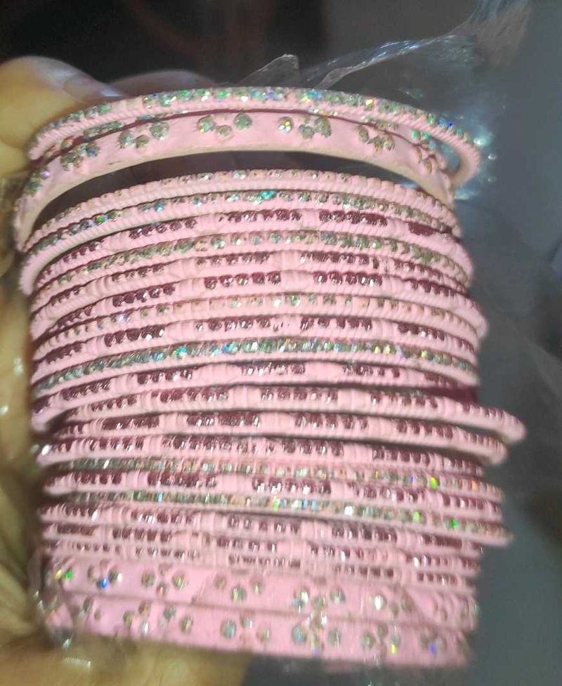 Beautiful Pink Beaded Bangles