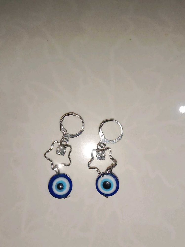 Evil Eye Star Dangle Earrings and keychain