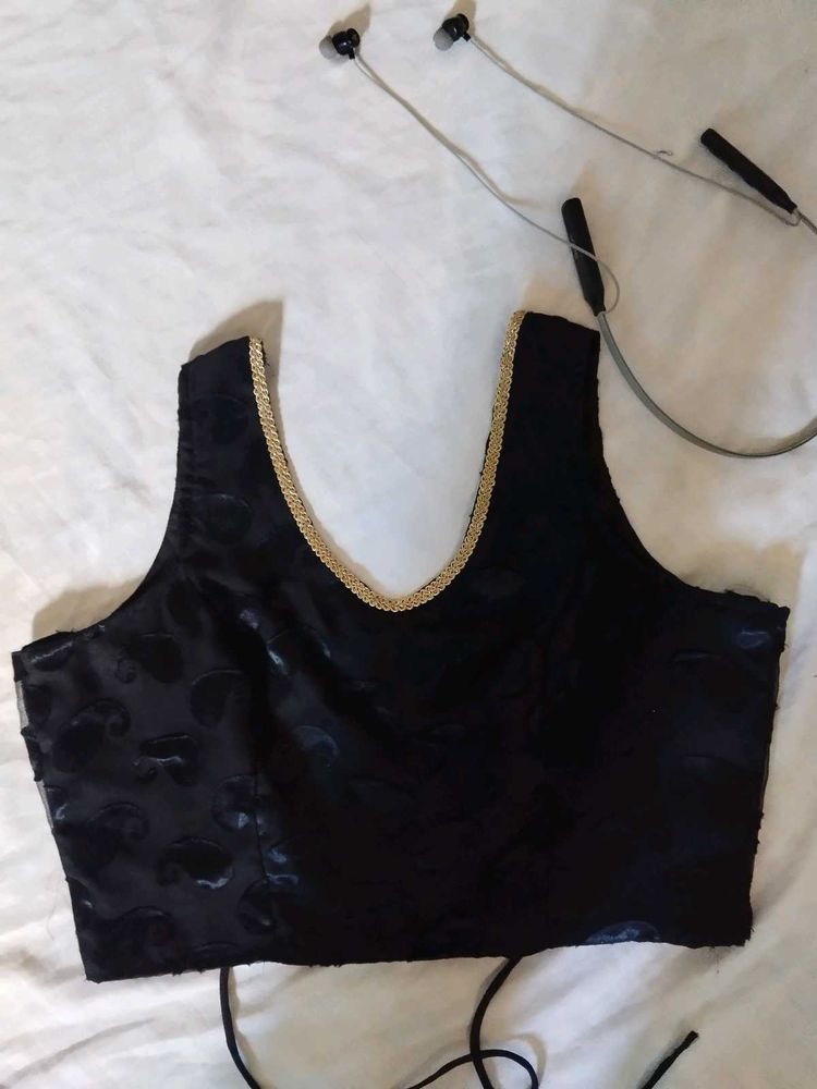 becklass Elegant Black Blouse with Gold lace