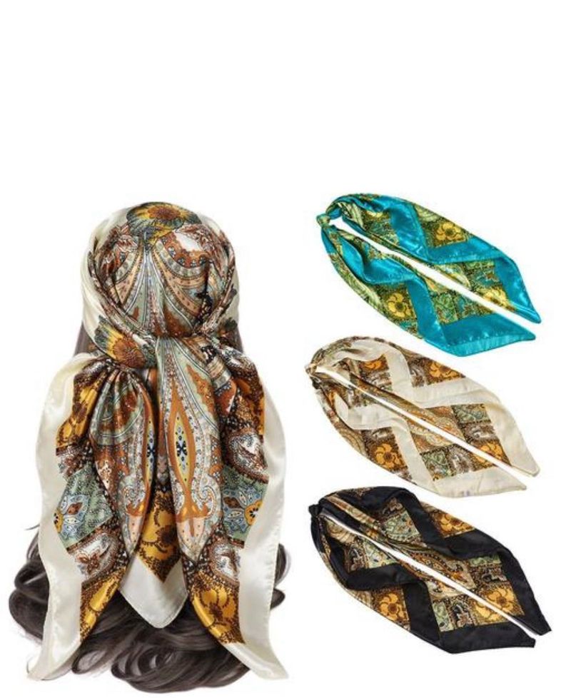 3pcs silk satin Elegant Paisley Scarf