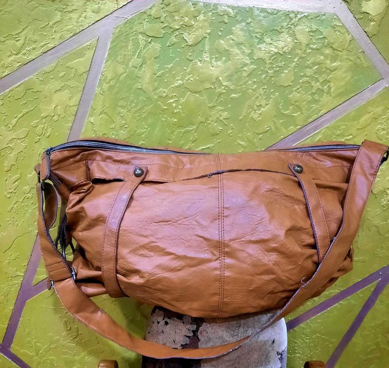Stylish Tan Faux Leather Hobo Bag