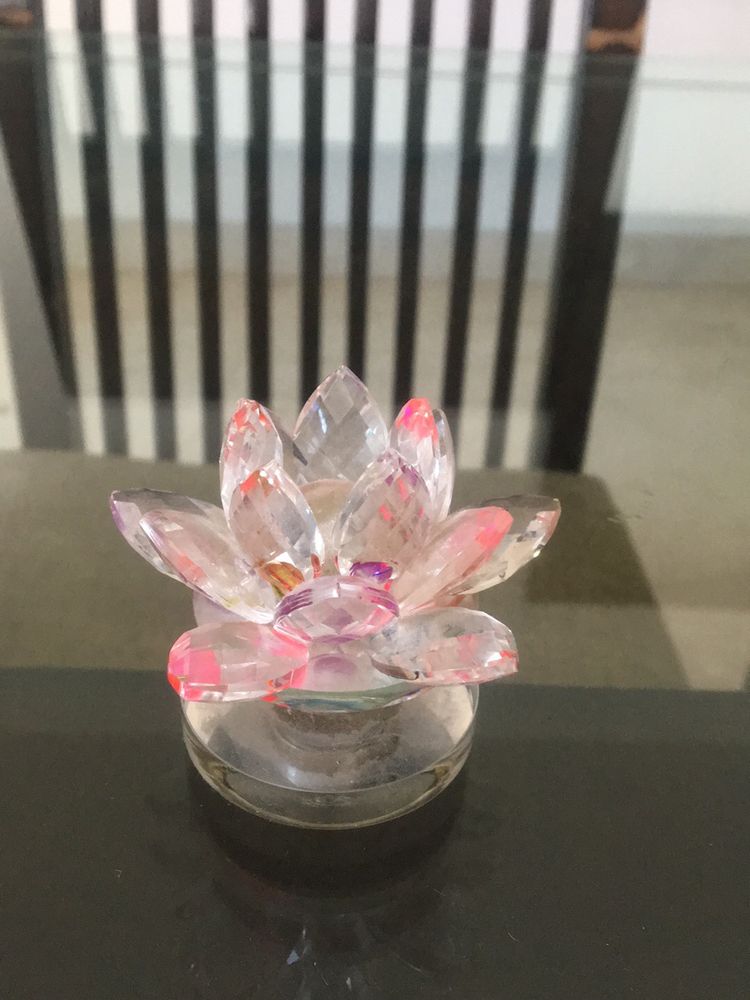 crystal lotus with a rotating stand