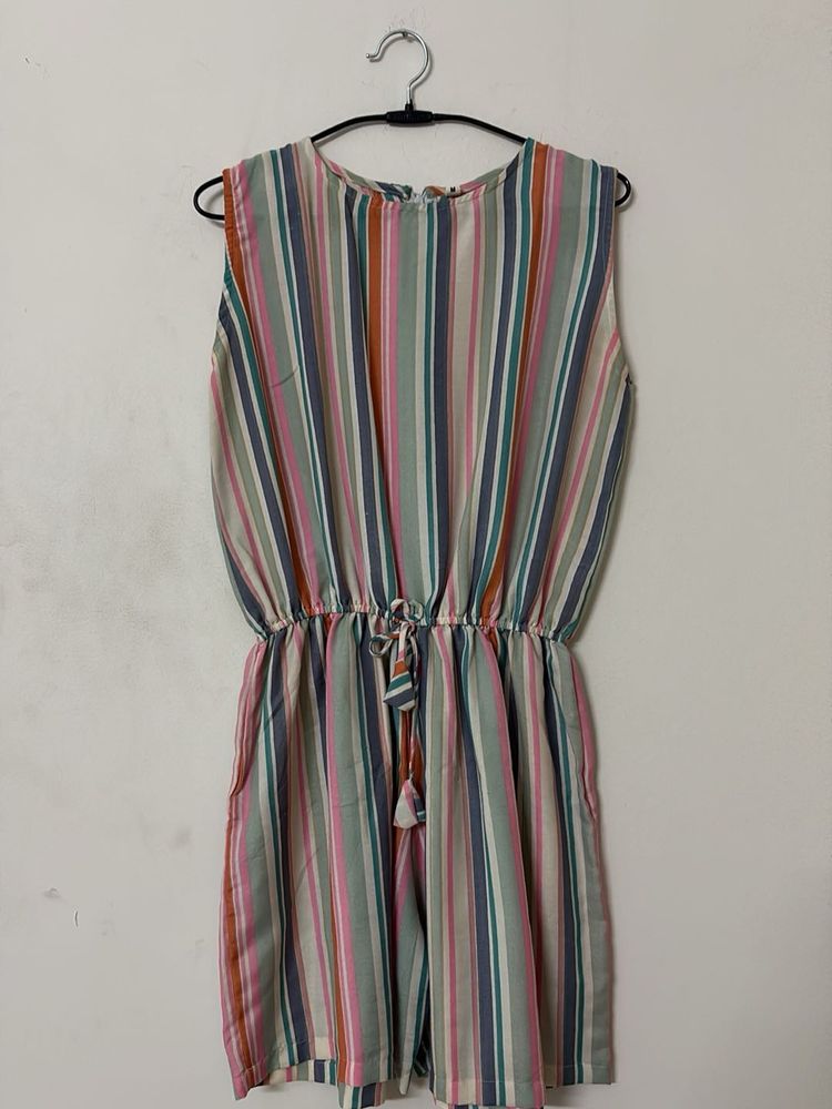 Striped Sleeveless Jump Suit