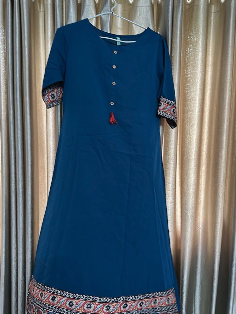 3 Elegant Teal Kurta with Ethnic Border