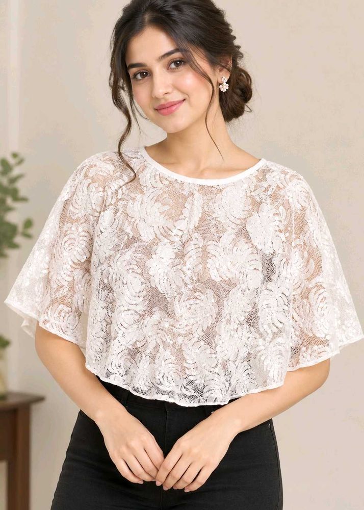 Elegant White Lace Cape Top
