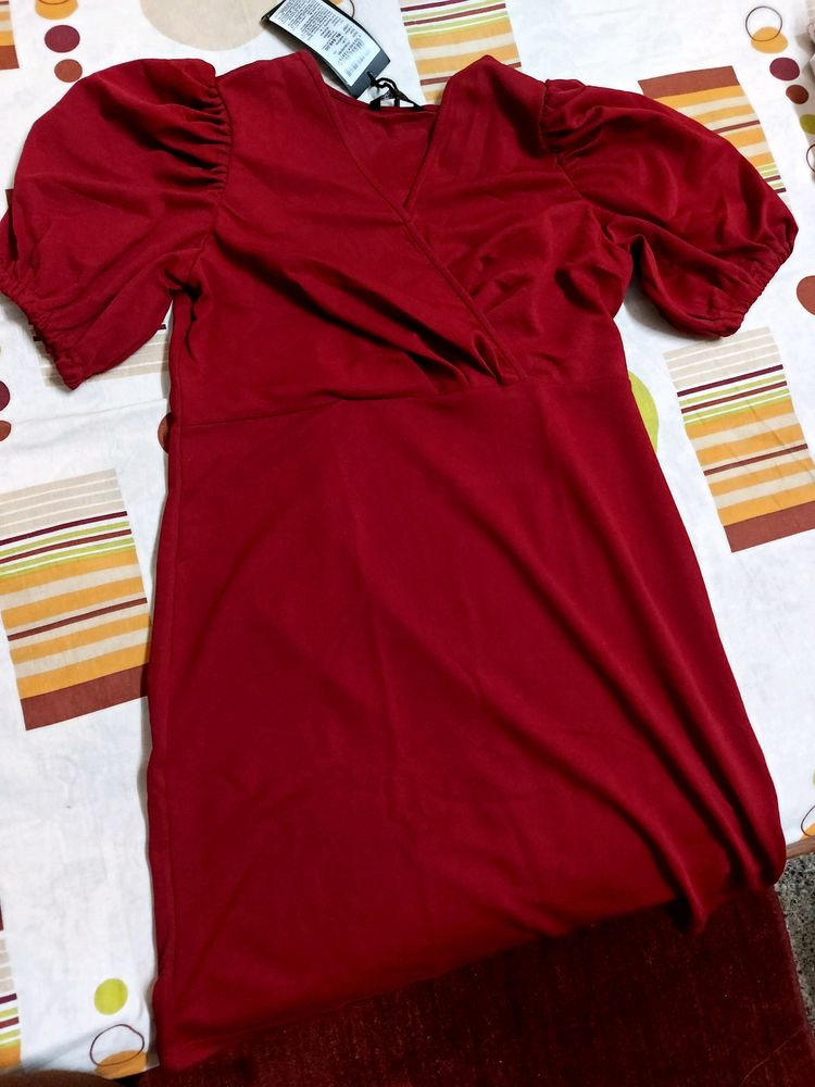Maroon Colour Dress, New With Tag, Partywear Dress