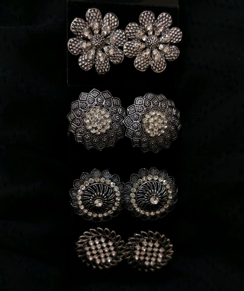 Vintage Silver Tone Earring Set