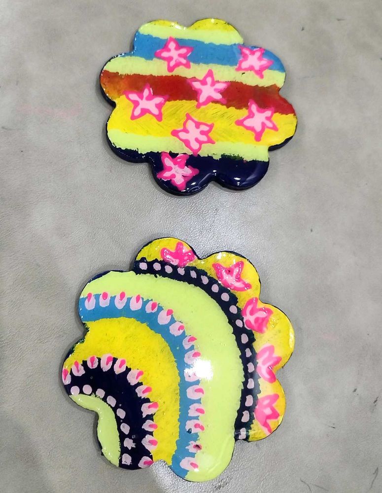 2 Resin Hand painted Coaster Set