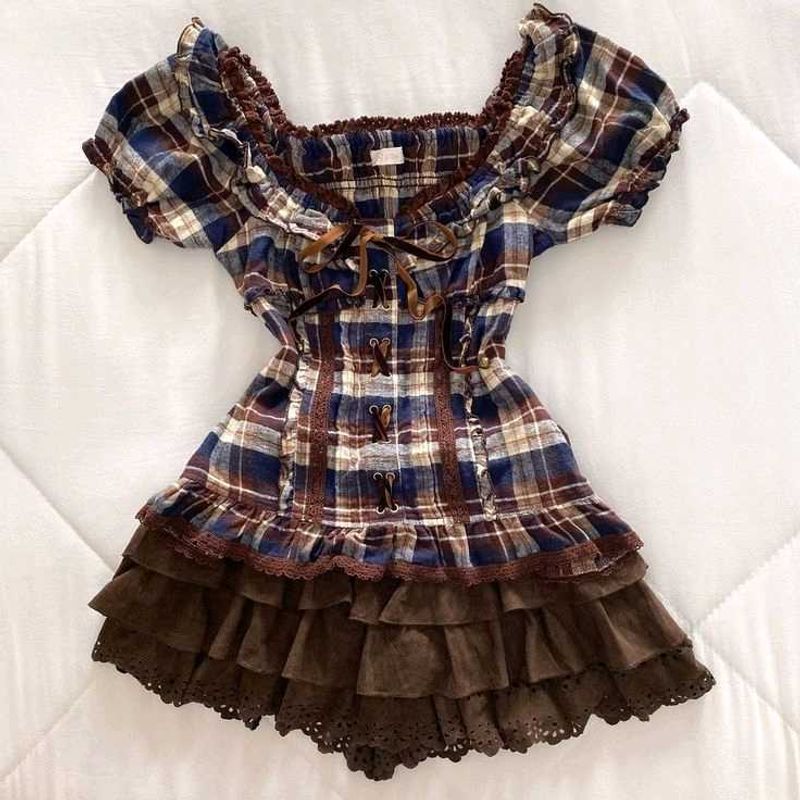 Vintage Plaid y2k cute and whimsy top