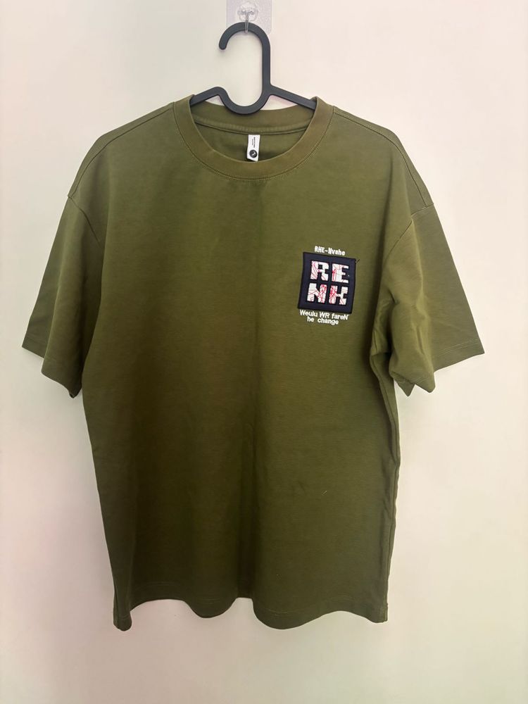 Olive Green Korean Graphic T-Shirt