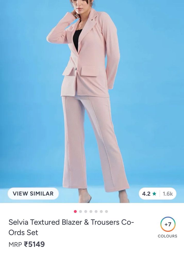 Stylish Pink Blazer &amp; Trouser Set