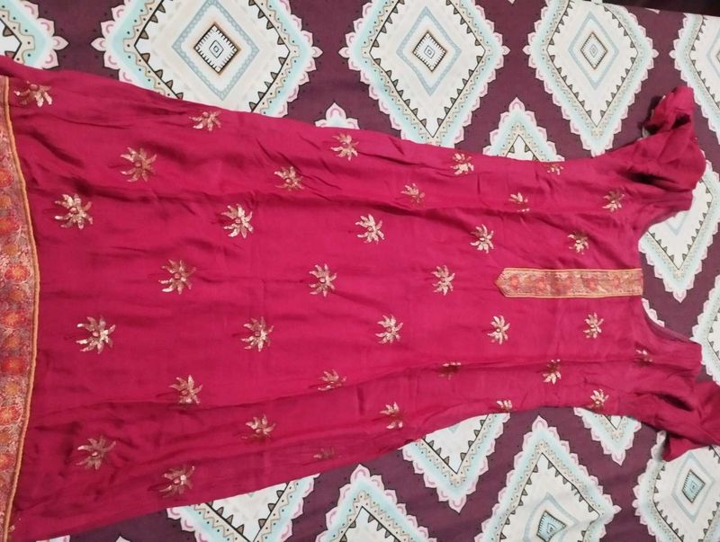 Designer Magenta Kurta with Gold Print