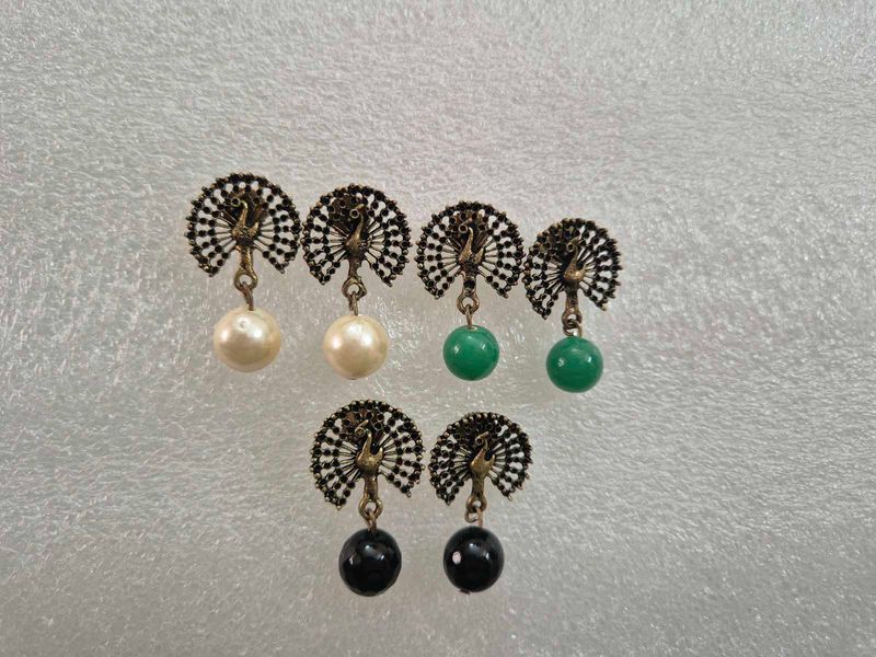 Peacock Dangle Earrings Set - New