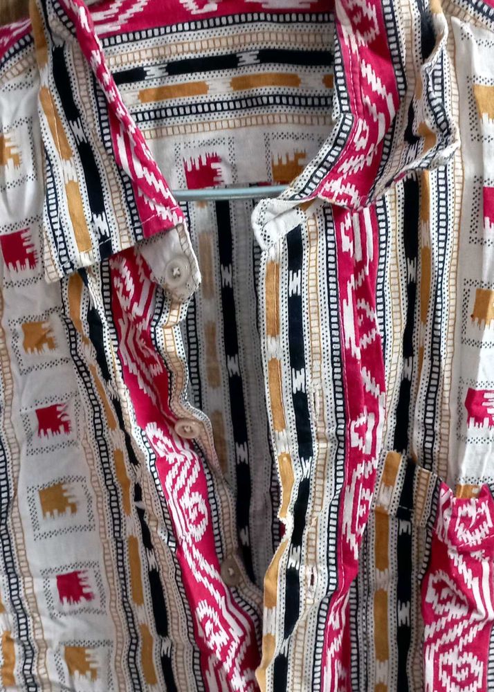 Men's Printed Button-Up Shirt funky like new