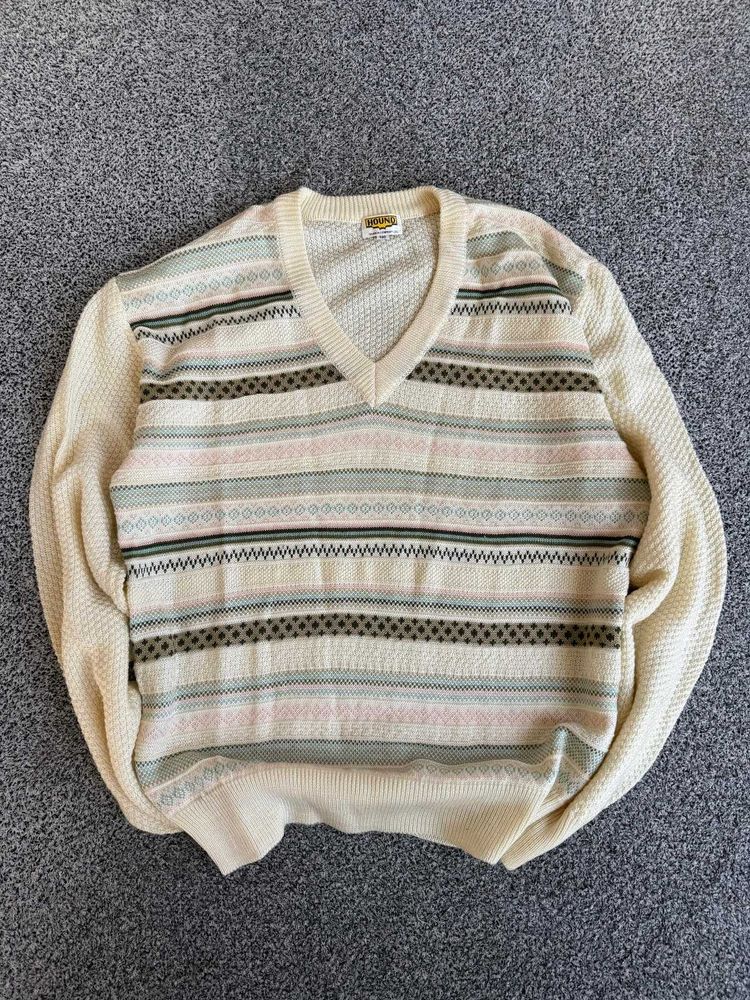 Vintage Striped V-Neck Sweater