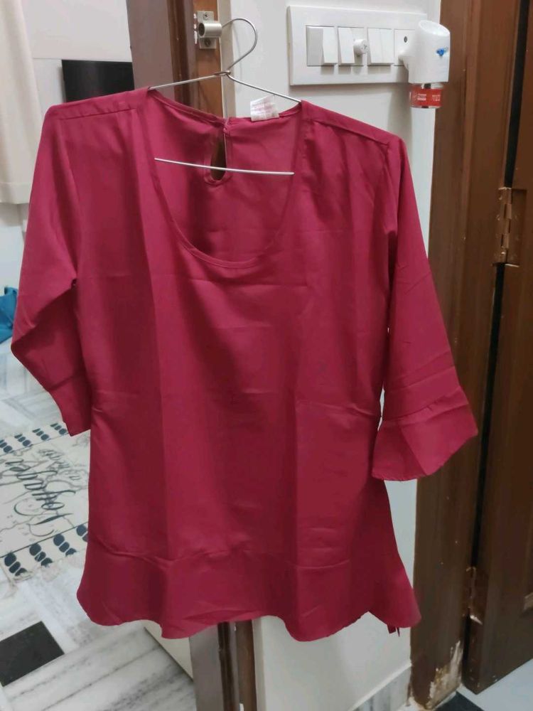 Maroon Bell Sleeve Top
