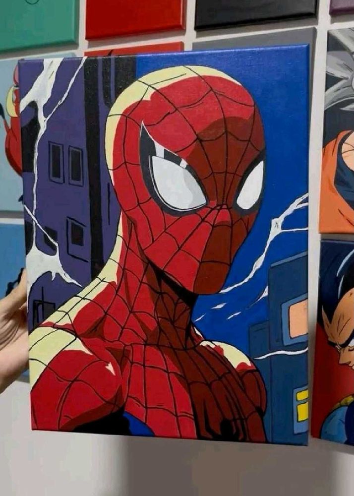 Hand-Painted Spiderman Canvas Art