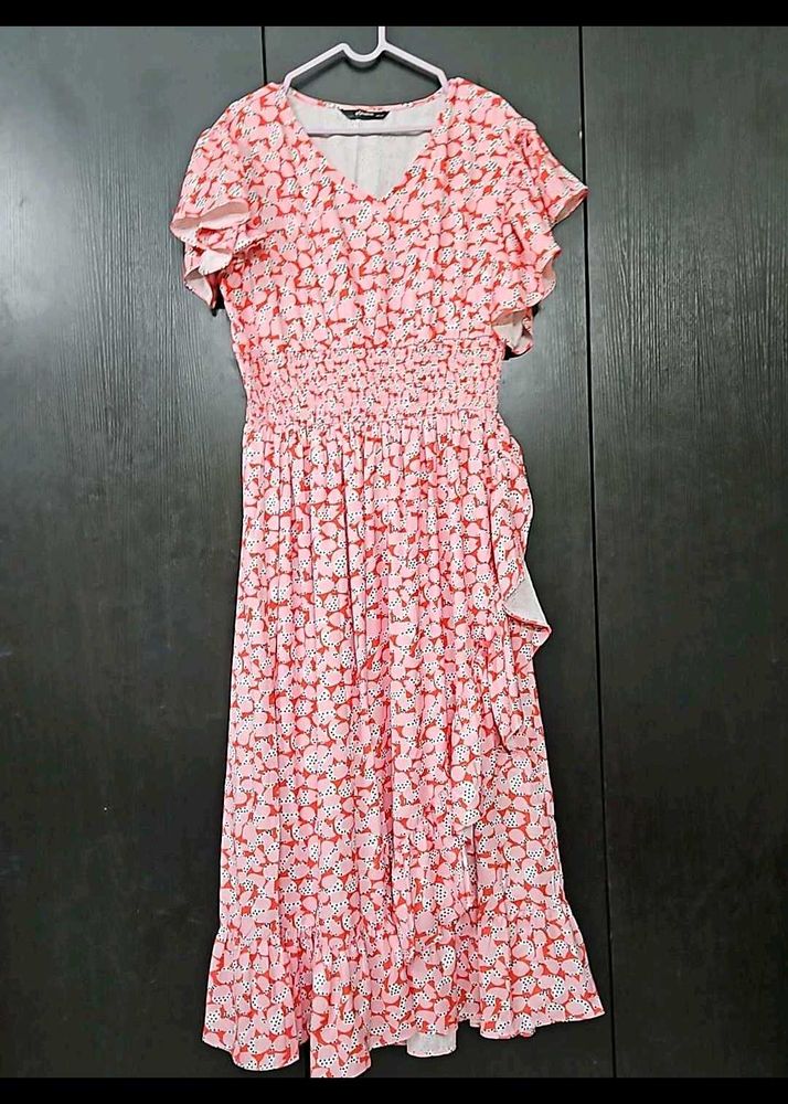 Ruffle Sleeves Midi Dress