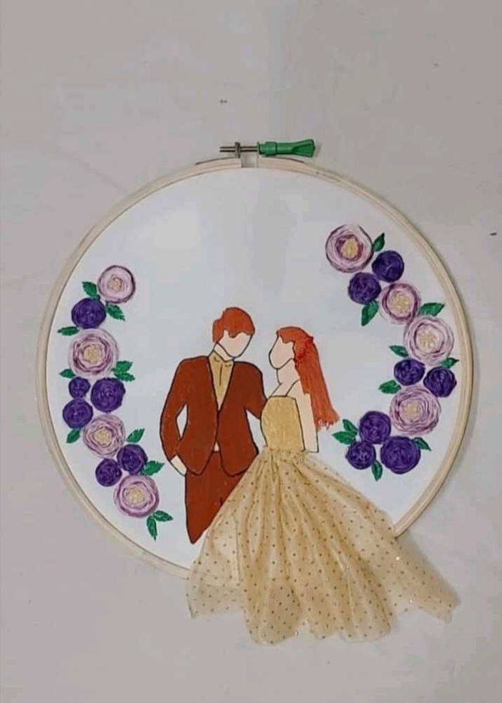 Handmade Wedding Couple Hoop Art