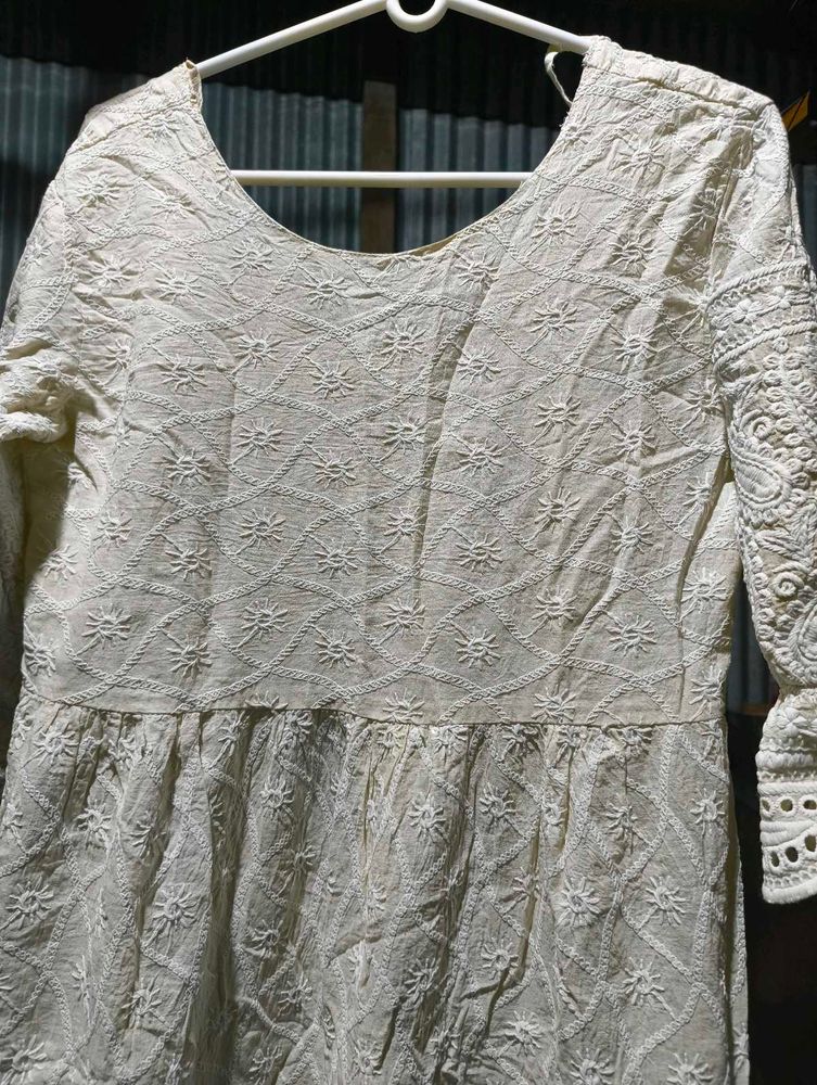 Embroidered White Dress