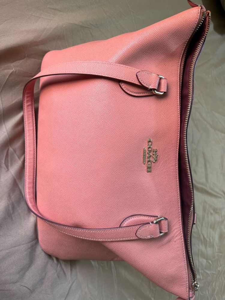 Original Coach Peach Leather Tote Bag