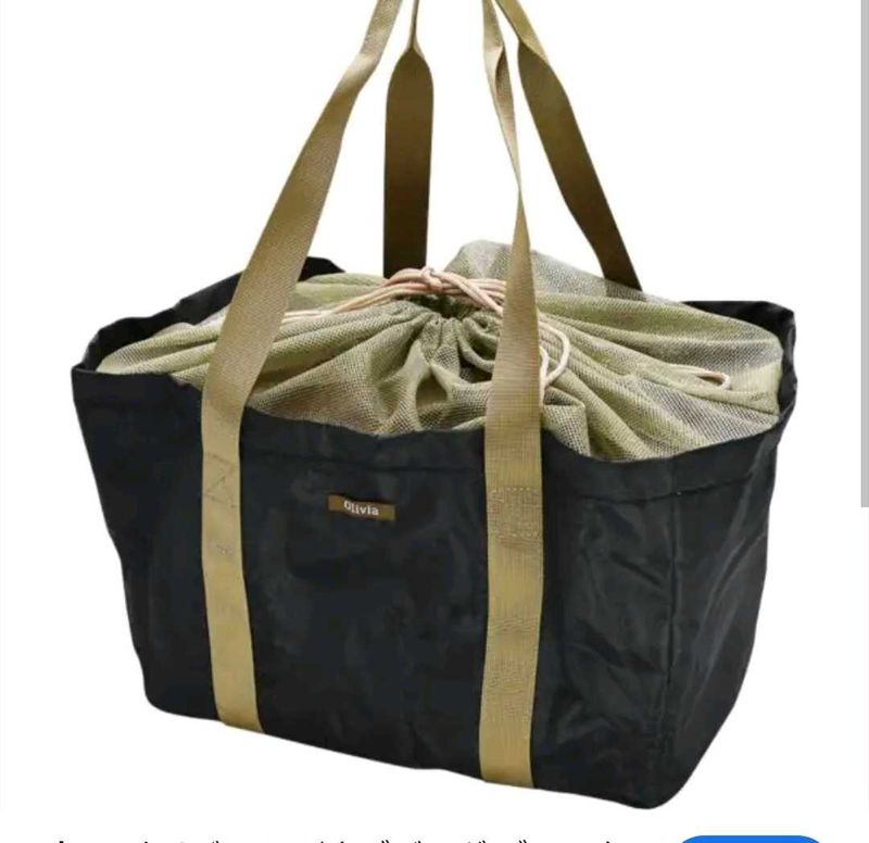 Chic Black Tote Bag with Drawstring