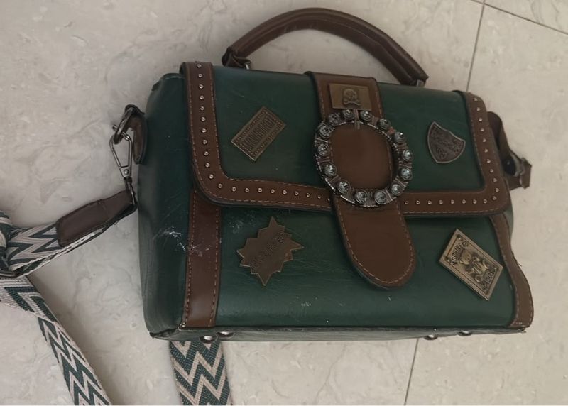 Unique Green &amp; Brown Handbag