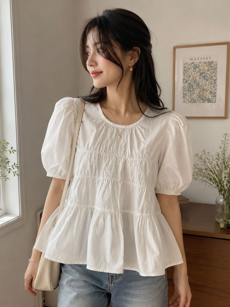 Tiered Puff Sleeve Blouse