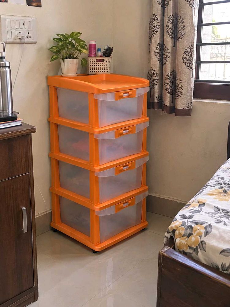 Orange 4-Drawer Storage Unit