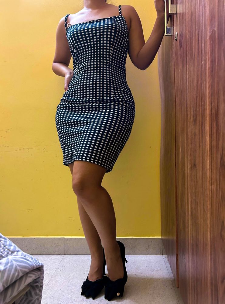 Trendy Gingham Print Bodycon Dress