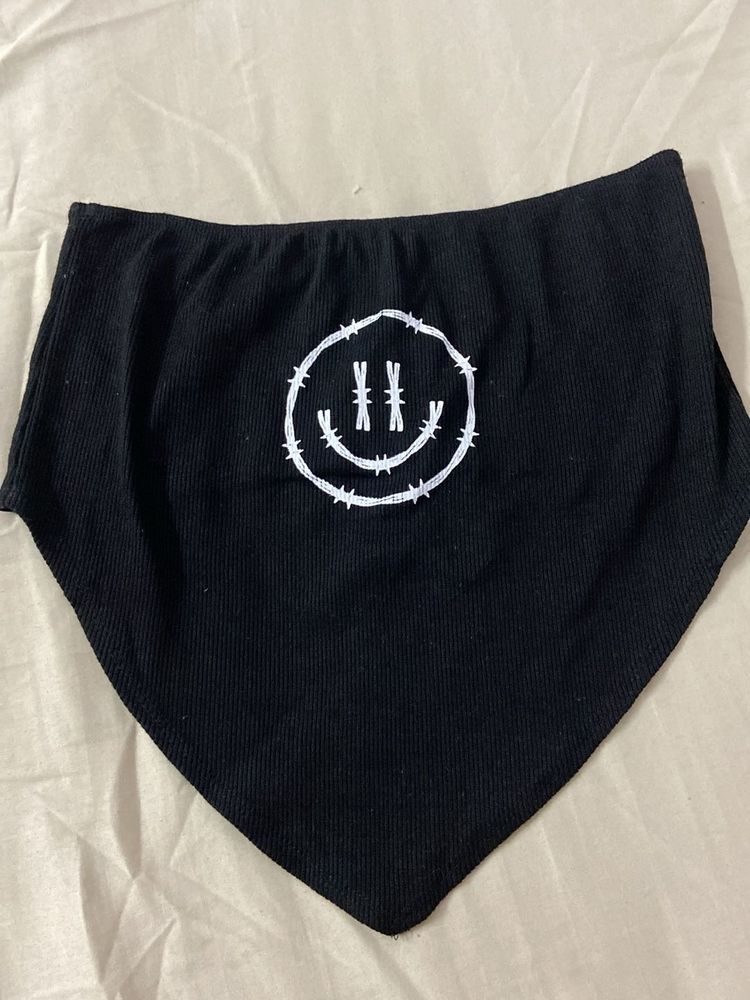 Black Smiley Bandana Scarf