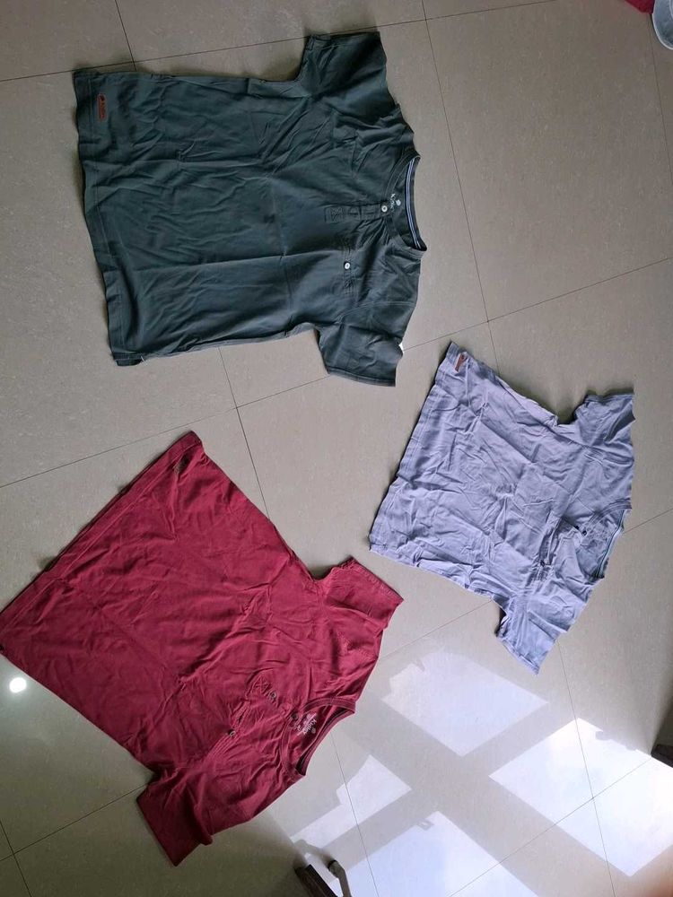 3 T-Shirts combo grey mroon and light green kai co