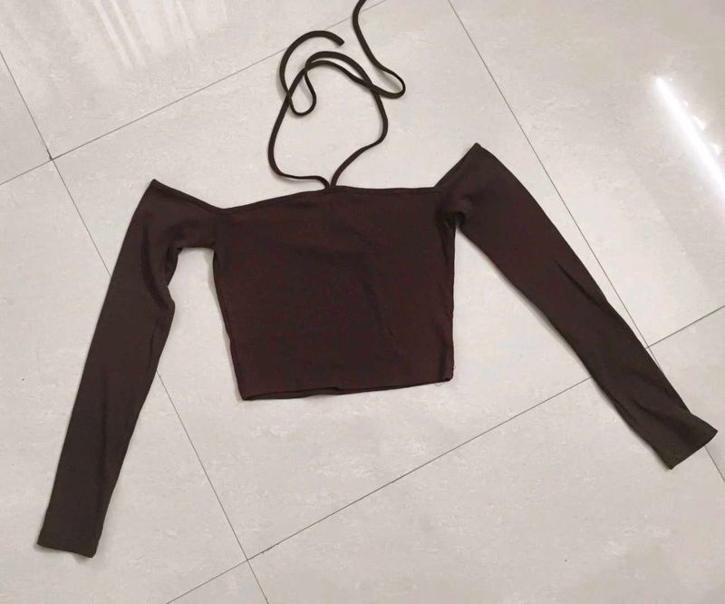 Savana Off Shoulder Long Sleeve Crop Top