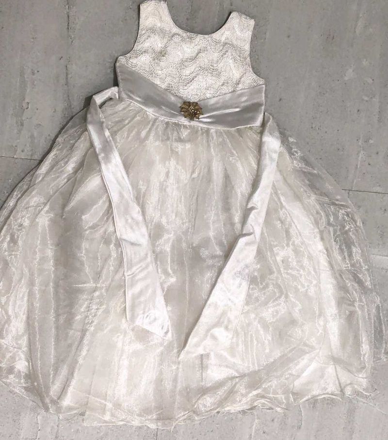 Elegant White Flower Girl Dress