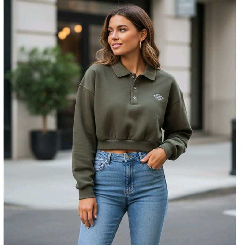 Cropped Polo Sweatshirt