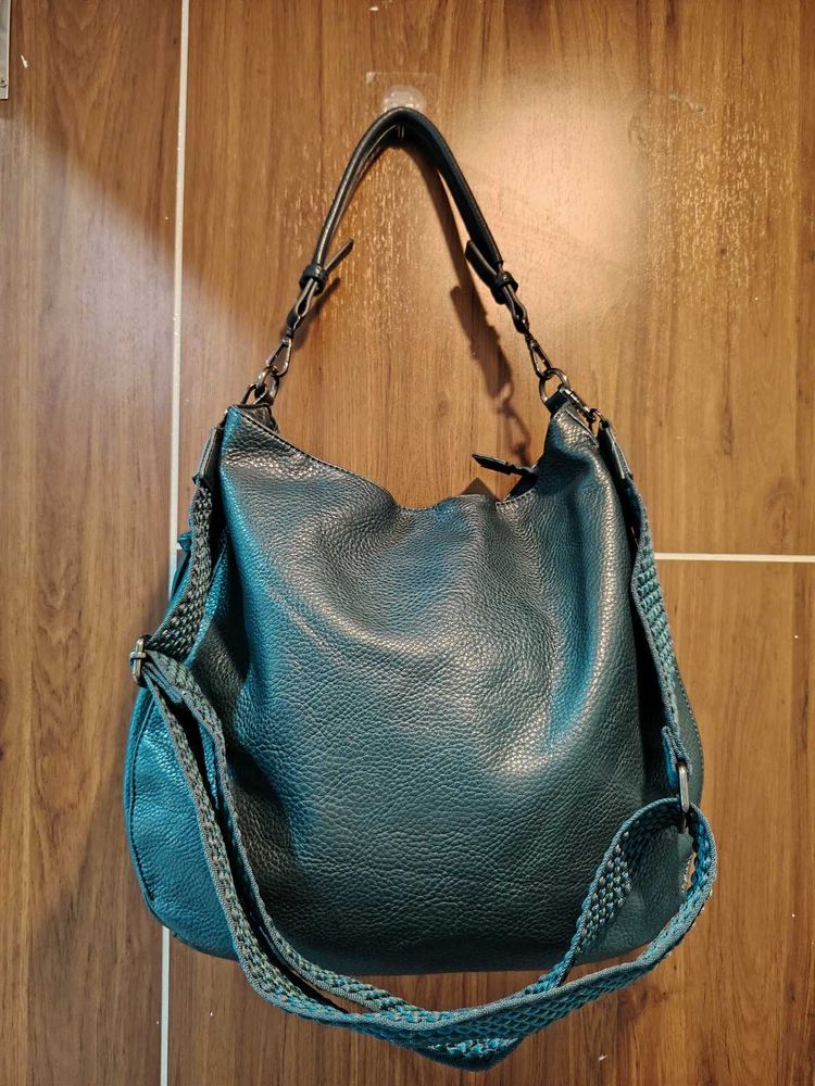 Textured Leather Hobo Bag