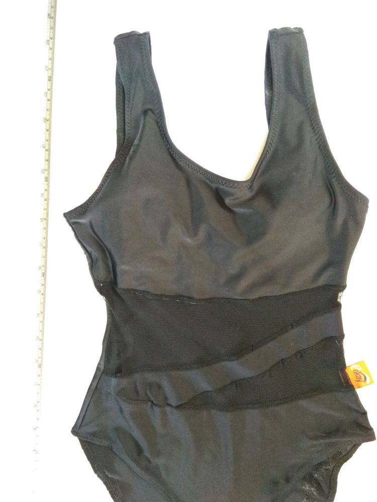 Black Mesh Insert Swimming Costume With Flaws