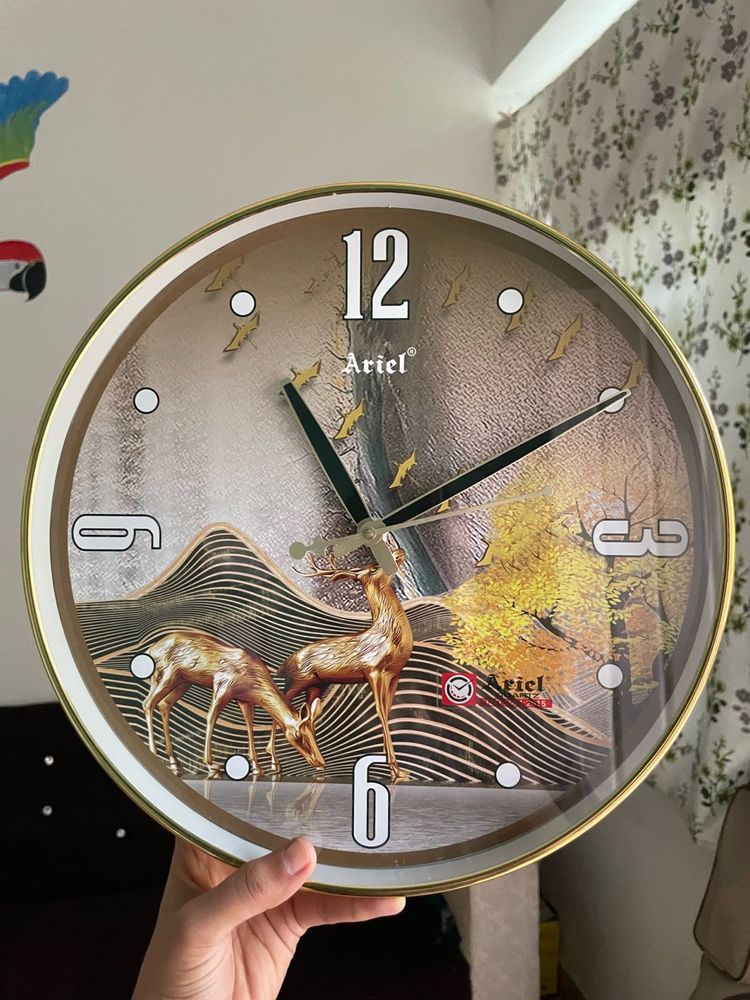 Ariel Deer Scene Wall Clock