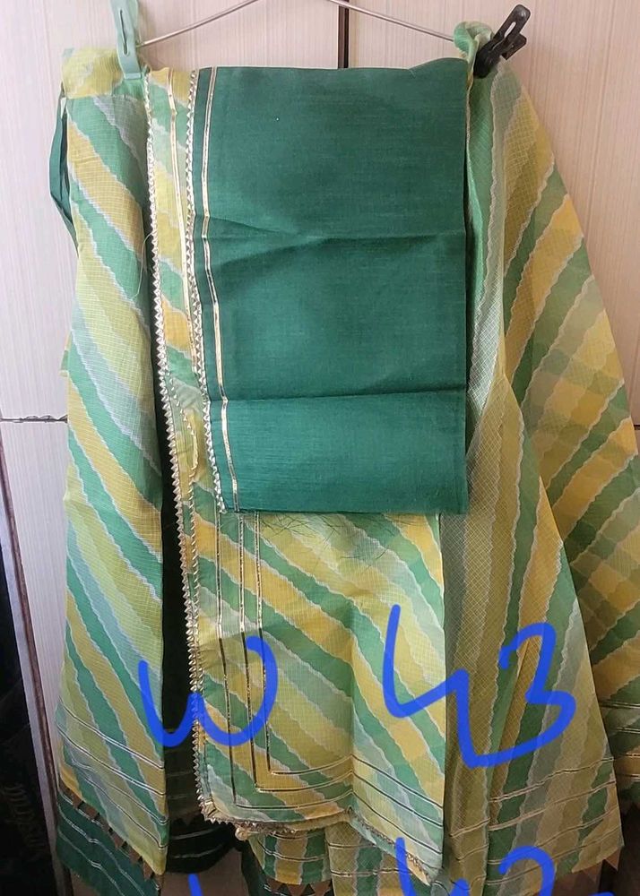 Green &amp; Yellow Striped Kurta Set