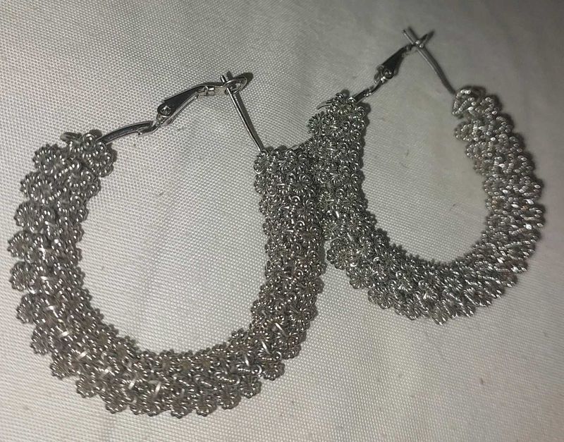 Silver Designer Hoop Earrings