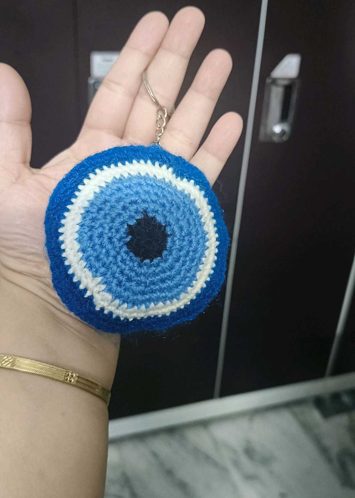 Handmade crochet Evil Eye Keychain