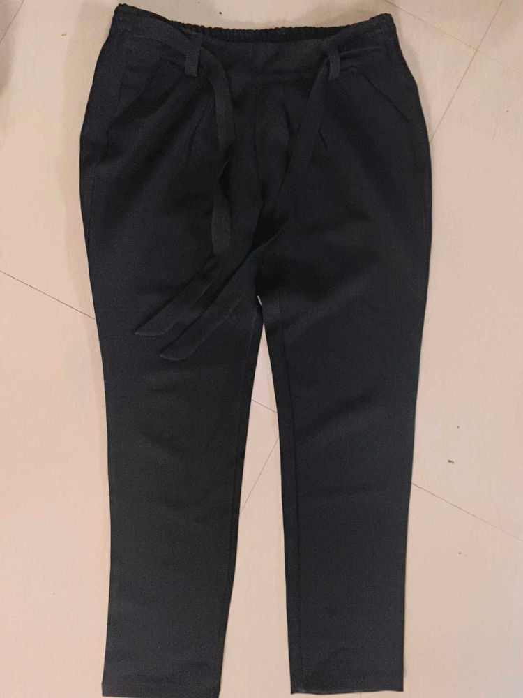Black Tie Waist Casual Pants