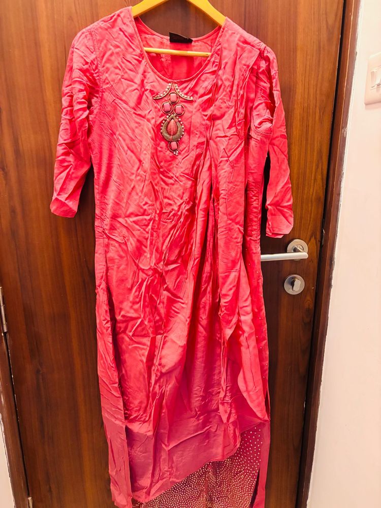 Beautiful Pink Kurta Set with Embellishments