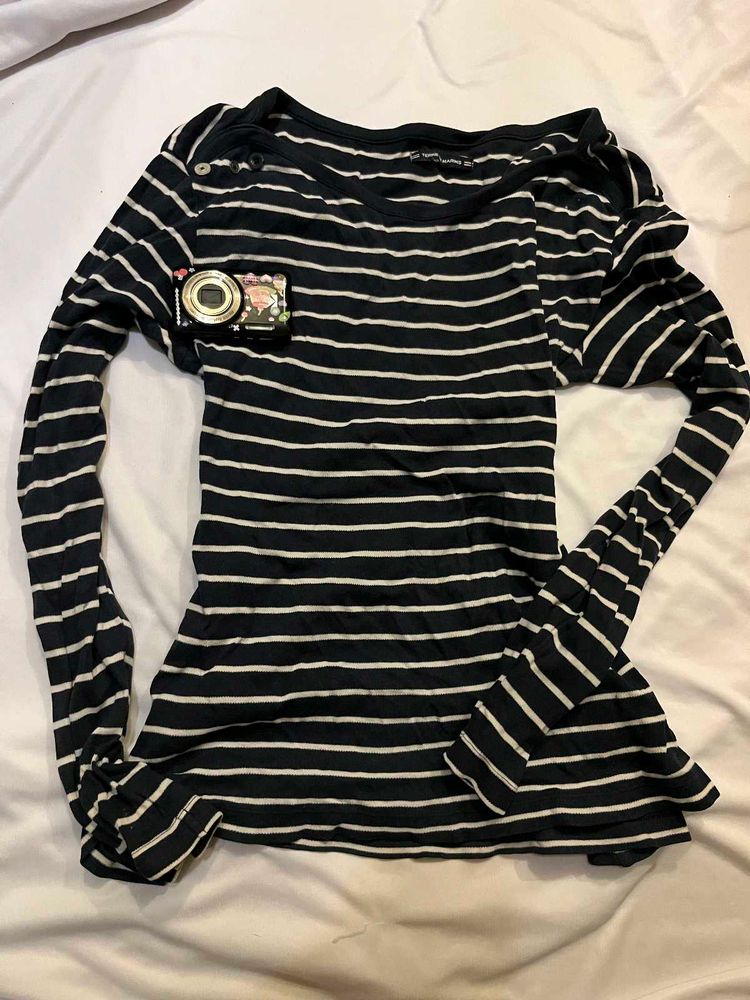 Striped Long Sleeve Top y2k grunge