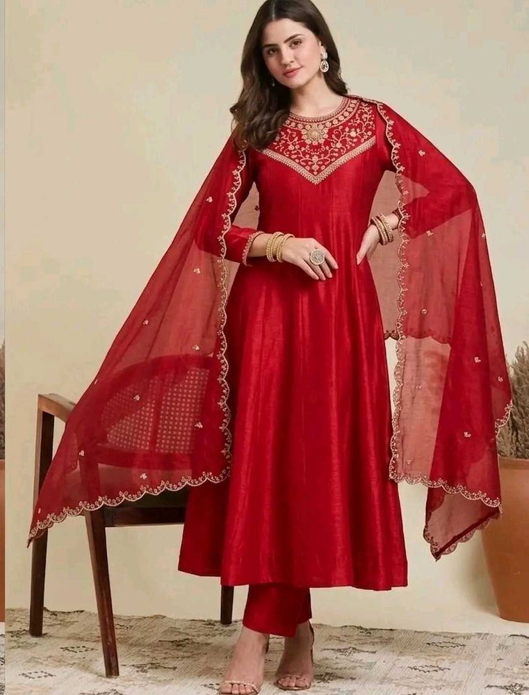 Elegant Red Kurta Set with Dupatta