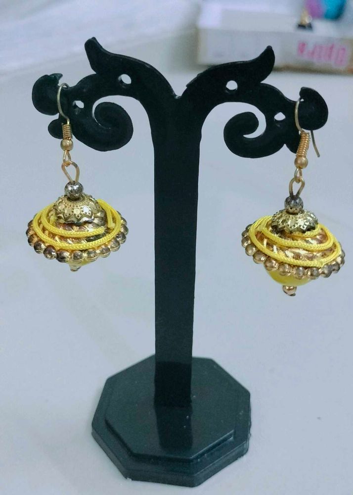Yellow Jhumka Earrings