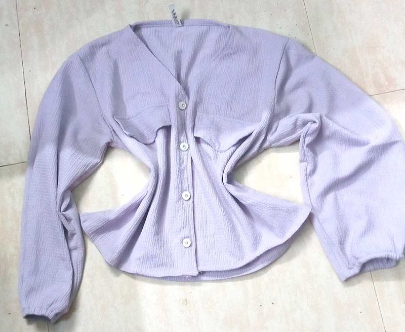 lavender korean styled Button-Up Top 🍒✨️