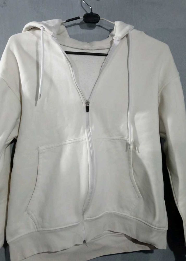 Cream Zip-Up Hoodie