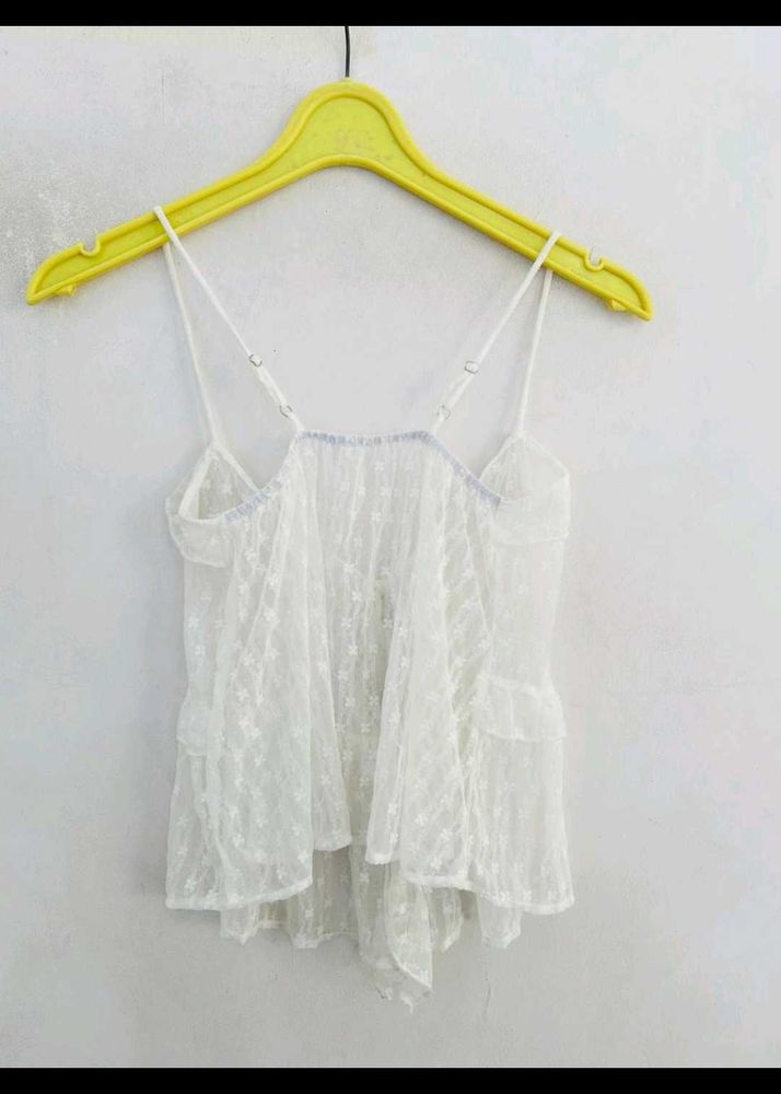 Sheer White Lace Camisole Top